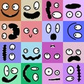 Cartoon monsters aliens seamless kids emoticons pattern for wrapping and school notebooks and Halloween