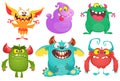 Cartoon Monsters collection. Vector set of cartoon monsters isolated.