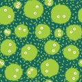 Cartoon monsters seamless fluffy aliens pattern for wrapping paper and fabrics and linens and kids clothes print