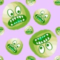 Cartoon monsters seamless fluffy aliens pattern for wrapping paper and fabrics and linens and kids clothes print