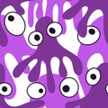 Cartoon monsters seamless octopus aliens pattern for wrapping paper and kids clothes print and fabrics