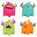 Funny cartoon monsters set. Vector Halloween illustration Royalty Free Stock Photo