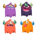Funny cartoon monsters set. Vector Halloween illustration Royalty Free Stock Photo