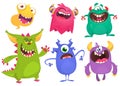 Cartoon Monsters. Vector set of cartoon monsters isolated Royalty Free Stock Photo