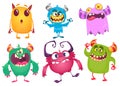 Cartoon Monsters. Vector set of cartoon monsters isolated. Royalty Free Stock Photo
