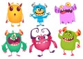 Cartoon Monsters. Vector set of cartoon monsters isolated.