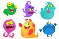 Cartoon Monsters. Vector set of cartoon monsters isolated. Royalty Free Stock Photo