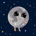 Cartoon Moon on space background, vector illustration
