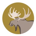Cartoon moose ,vector illustration ,flat style ,profile Royalty Free Stock Photo