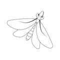 Cartoon moth outline insect isolated on white background