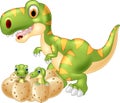 Cartoon Mother and baby dinosaur hatching Royalty Free Stock Photo
