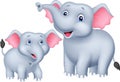 Cartoon Mother and baby elephant