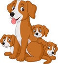 Cartoon mother dog with her cute puppies Royalty Free Stock Photo