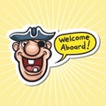 Cartoon motivation sticker - welcome aboard