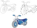 Cartoon motorcycle. Vector illustration. Coloring and dot to dot
