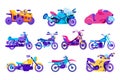 Cartoon motorcycle vector illustration, motorbike, motor vehicle, bike in classic design for fun sport icons isolated on Royalty Free Stock Photo