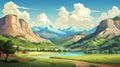 Lofi Landscape Illustration Of Zion National Park