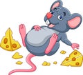 Cartoon mouse with a cheese and full belly