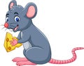 Cartoon mouse holding slice of cheese Royalty Free Stock Photo