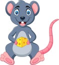 Cartoon mouse holding slice of cheese Royalty Free Stock Photo