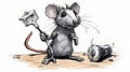 Fantastical Rat With Hammer And Iron: Energy-filled Illustration