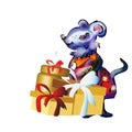 Cartoon mouse set. Cute rats in different poses and situations. Big collection of funny rodent animal for 2020 chinese Royalty Free Stock Photo