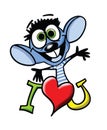 Cartoon mouse showing his love with arms wide open vector