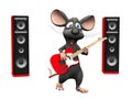 Cartoon mouse singing and playing guitar. Royalty Free Stock Photo