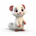 Adorable White Rat Character: Lively 3d Pixar Ferret Illustration