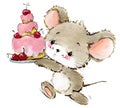 Cartoon mouse watercolor illustration. cute mice. Royalty Free Stock Photo