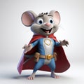 Colorized Super Mouse: A Cute And Energetic Movie-style Still