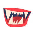 Cartoon mouth with sharp teeth yelling. Angry comic shout expression. Emotion and face expression vector illustration