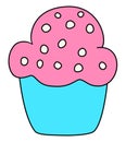 Cartoon muffin icon. Cupcake vector illustration isolated on white