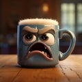 Funny Face Coffee Mug: A Pixar Style Tired Grumpy Mug With Cinematic Mood