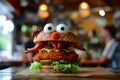 cartoon muppet style hot burger character