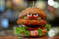 cartoon muppet style hot burger character Royalty Free Stock Photo