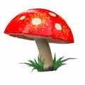 cartoon mushroom red white amanita. 3d illustration Royalty Free Stock Photo