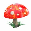 cartoon mushroom red white amanita. 3d illustration Royalty Free Stock Photo