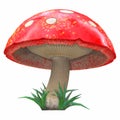 cartoon mushroom red white amanita. 3d illustration Royalty Free Stock Photo
