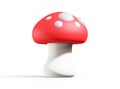 Cartoon mushroom red white amanita. 3d render Royalty Free Stock Photo