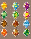 Cartoon mushroom stickers Royalty Free Stock Photo