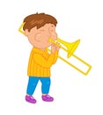 Cartoon musician kid. Vector illustration for children music