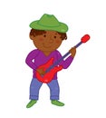 Cartoon musician kid. Vector illustration for children music Royalty Free Stock Photo