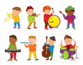 Cartoon musician kids. Vector illustration for children music Royalty Free Stock Photo