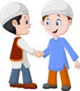 Cartoon Muslim Boys Shaking Hands