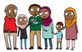 Cartoon muslim immigrant family