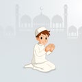 Cartoon Muslim Man Praying. Muslim Man Praying On His Knees cartoon