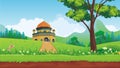 Cartoon Muslim - mosque with lovely landscape Royalty Free Stock Photo