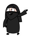 Cartoon Muslim Woman saying Hello