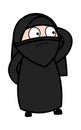 Cartoon Muslim Woman thinking in Confusion